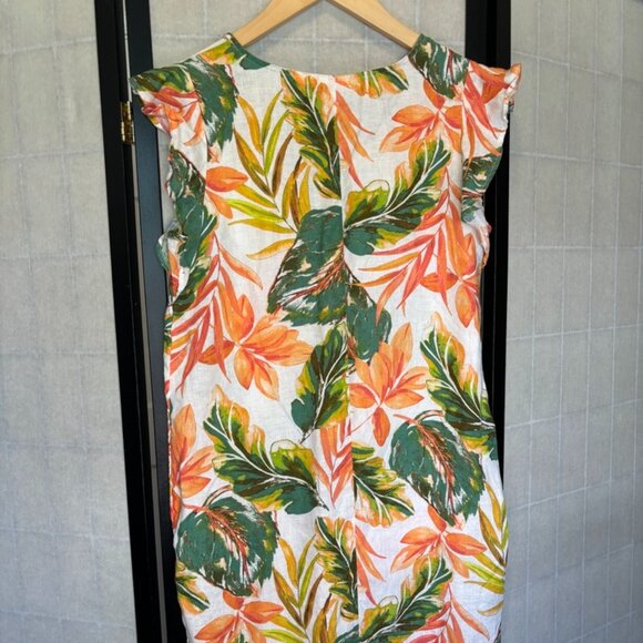 Nicole Miller 100% Linen Dress S FLORAL Cap Sleeves VERY Lightweight - Picture 1 of 4